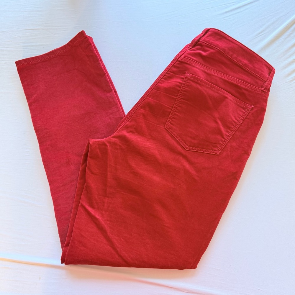 TALBOTS Straight Curvy Pant Preppy Holiday Valentines Red Velvet Plush Jean 8P